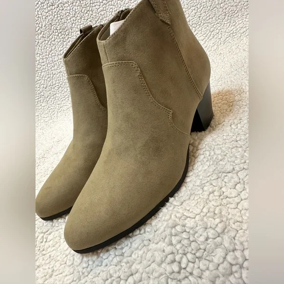 Old Navy Olive Faux-Suede Ankle Boots - Picture 11 of 15